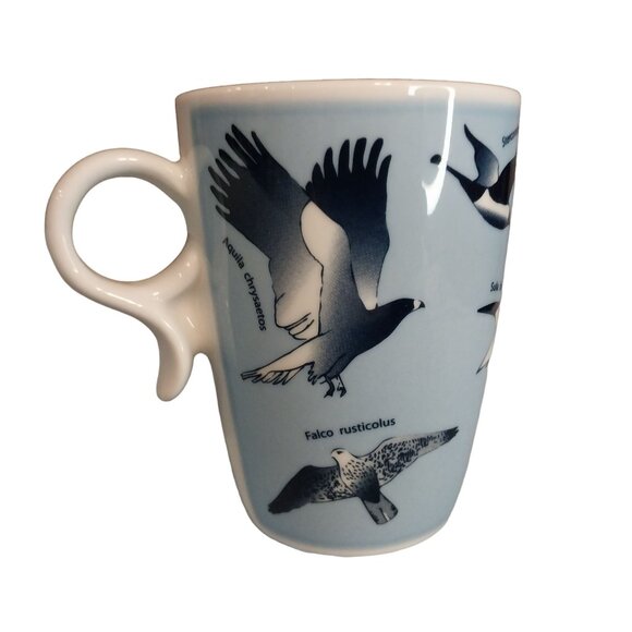 2007 Porsgrund Norway Birds Cup Mug Norweigan Blue And White Multisided 3 1/4" - Picture 1 of 7